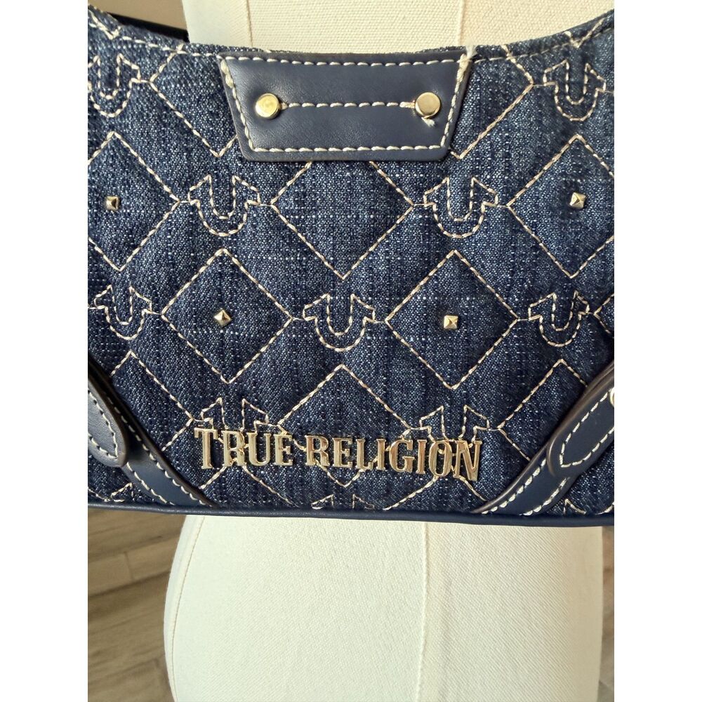 True Religion Studded Horseshoe Denim Shoulder Bag - NWT